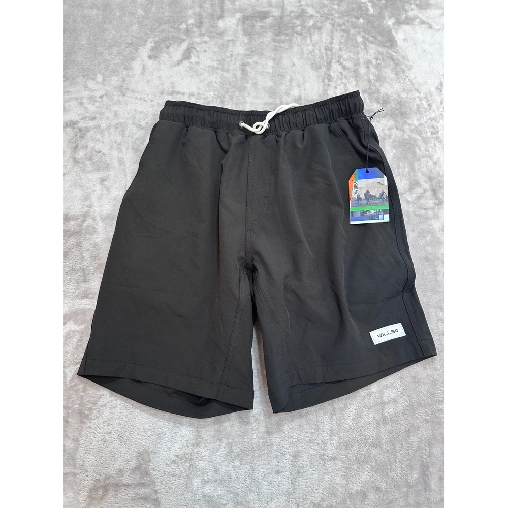 Willbo Shorts Mens Size Small Black Lined Gym Workout Drawstring Pockets NWT
